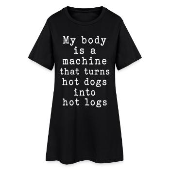 Humour Hot Dog Machine | Citation Drôle Et Grunge - Robe T-shirt Femme - noir - Devant