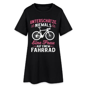 unterschätze niemals eine frau auf einem fahrrad - Frauen T-Shirt-Kleid - Schwarz - Vorne