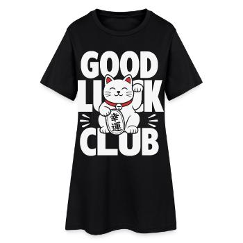 Good Luck Club Winkende Katze - Frauen T-Shirt-Kleid - Schwarz - Vorne