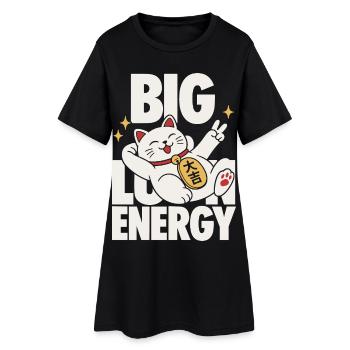 Énergie de la Chance Chat Chanceux - Robe T-shirt Femme - noir - Devant