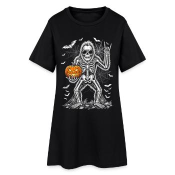 Bigfoot d’Halloween, fête d’Halloween, Citrouille squelette - Robe T-shirt Femme - noir - Devant