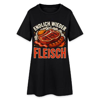 Endlich Wieder Fleisch Grillen BBQ Steak Wurst - Frauen T-Shirt-Kleid - Schwarz - Vorne