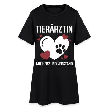 Tierärztin Mit Herz Und Verstand Tiere - Frauen T-Shirt-Kleid - Schwarz - Vorne