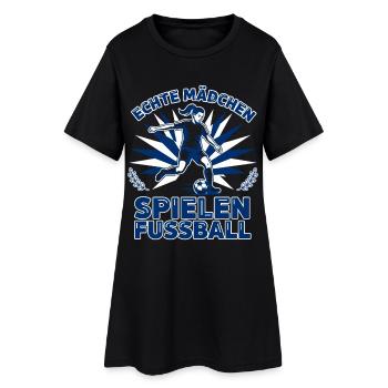 Echte Mädchen Spielen Fussball Frauenfussball - Frauen T-Shirt-Kleid - Schwarz - Vorne