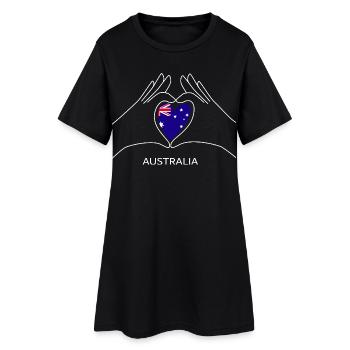 Australien Herz mit Australischer Flagge Australia - Frauen T-Shirt-Kleid - Schwarz - Vorne