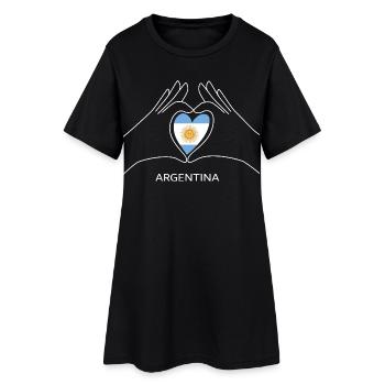Argentinien Herz in Argentinischer Flagge Für Fans - Frauen T-Shirt-Kleid - Schwarz - Vorne
