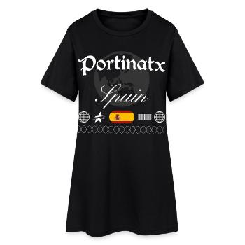 Portinatx Spanien Streetwear Reise Souvenir - Frauen T-Shirt-Kleid - Schwarz - Vorne