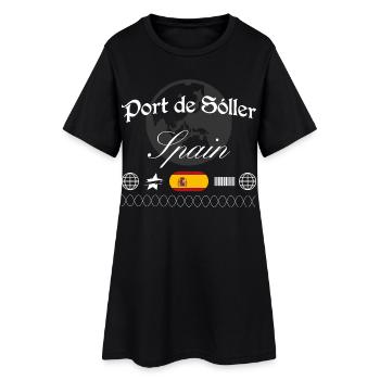 Port de Sóller Spanien Streetwear Reise Souvenir - Frauen T-Shirt-Kleid - Schwarz - Vorne