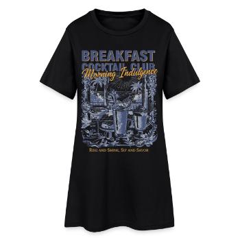 Petit-déjeuner Cocktail Club Café du matin - Robe T-shirt Femme - noir - Devant
