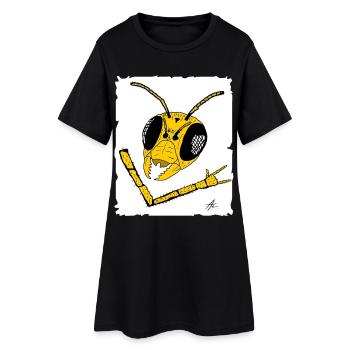 Wasp Streetwear-Grafik - Frauen T-Shirt-Kleid - Schwarz - Vorne