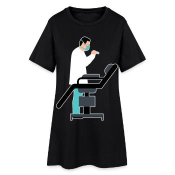 Dentist Treatment Comic Cartoon - Women’s T-Shirt Dress - black - Front