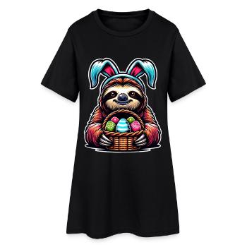 Sloth Easter Easter Bunny - Women’s T-Shirt Dress - black - Front