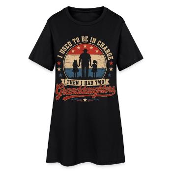 Humour Grand-Père 2 Petites-Filles | Rétro - Robe T-shirt Femme - noir - Devant