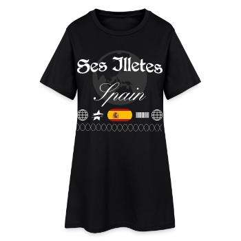 Ses Illetes Spanien Streetwear Reise Souvenir - Frauen T-Shirt-Kleid - Schwarz - Vorne