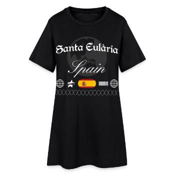 Santa Eulària Spanien Streetwear Reise Souvenir - Frauen T-Shirt-Kleid - Schwarz - Vorne