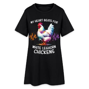 Leghorn Chicken Heart Line - Women’s T-Shirt Dress - black - Front