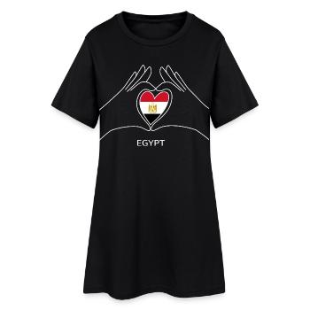 Ägypten Herz mit Ägyptischer Flagge Für Fans - Frauen T-Shirt-Kleid - Schwarz - Vorne