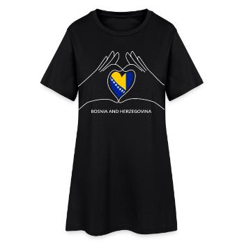 Bosnien und Herzegovina Fan Herz mit Flagge - Frauen T-Shirt-Kleid - Schwarz - Vorne
