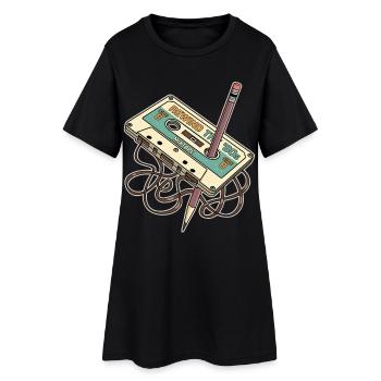 Cassette musicale rétro des années 80 avec crayon - Robe T-shirt Femme - noir - Devant