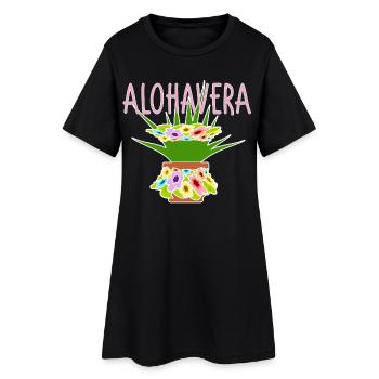 Aloha-Vera Lustiger Pflanzenwitz Gärtnerin pink  - Frauen T-Shirt-Kleid - Schwarz - Vorne
