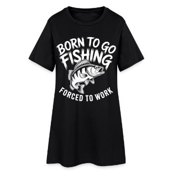 Né pour la pêche - Robe T-shirt Femme - noir - Devant