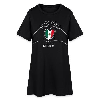 Mexico Heart with Mexican Flag Mexico Fan - Women’s T-Shirt Dress - black - Front