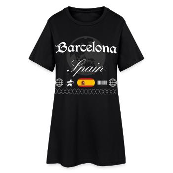 Souvenir de voyage Streetwear de Barcelone, Espagne - Robe T-shirt Femme - noir - Devant
