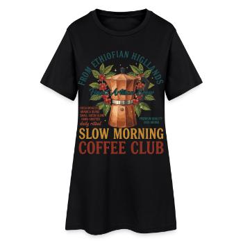 Petit-déjeuner, café, matin, Café Lent, Brunch Club - Robe T-shirt Femme - noir - Devant