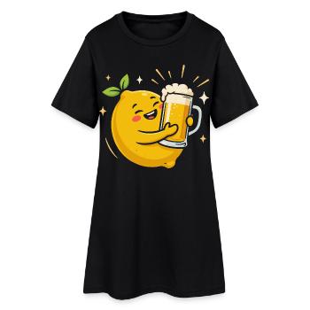 Radler Beer Funny Lemon With Beer Mug - Women’s T-Shirt Dress - black - Front