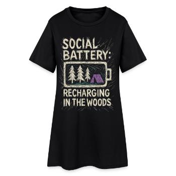 La batterie sociale se recharge dans les bois - Robe T-shirt Femme - noir - Devant