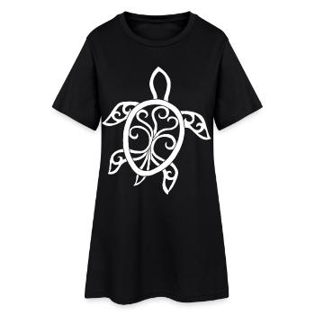 White Mandala Turtle - Women’s T-Shirt Dress - black - Front