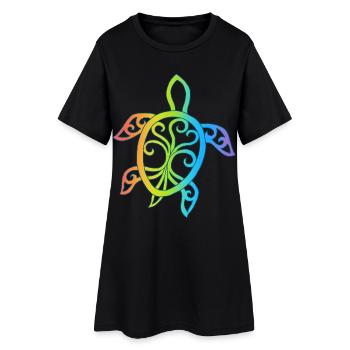 Multicolored Mandala Turtle - Women’s T-Shirt Dress - black - Front