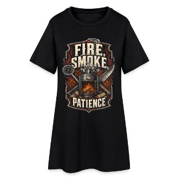 Compétition de BBQ : Feu, Fumée, Patience - Robe T-shirt Femme - noir - Devant