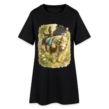 Retournez le monde à l’envers – frange - Robe T-shirt Femme - noir - Devant