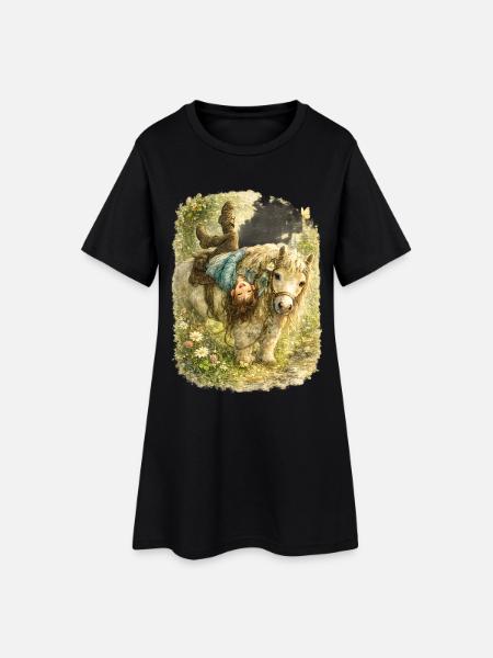 Retournez le monde à l’envers – frange - Robe T-shirt Femme - noir