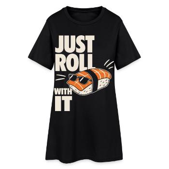 Just Roll With It Sushi Motif - Women’s T-Shirt Dress - black - Front