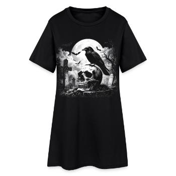 Rabe auf dem Nachtgrab - Frauen T-Shirt-Kleid - Schwarz - Vorne
