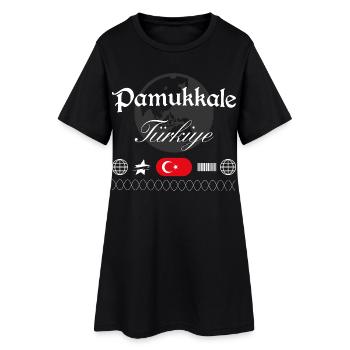 Pamukkale Türkei Streetwear Reise Souvenir - Frauen T-Shirt-Kleid - Schwarz - Vorne
