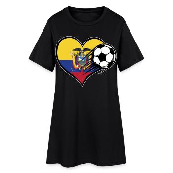 Ecuador Flagge Fußball mit Herz - Frauen T-Shirt-Kleid - Schwarz - Vorne