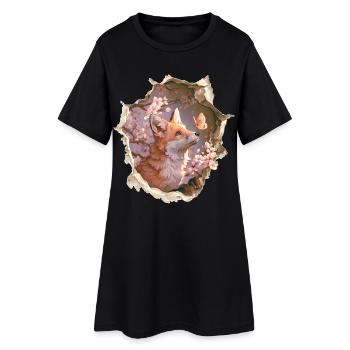 Renard avec papillon - Robe T-shirt Femme - noir - Devant