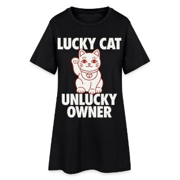 Lucky Cat Unlucky Owner Funny - Women’s T-Shirt Dress - black - Front