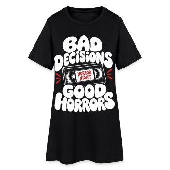 Bad Decisions Good Horrors Retro - Frauen T-Shirt-Kleid - Schwarz - Vorne