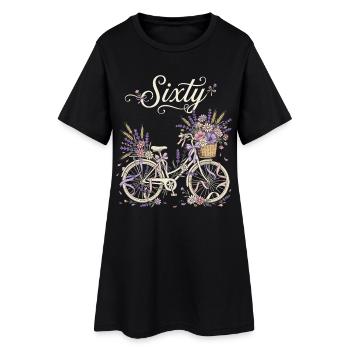 Sixty Bicycle Flowers 60th Birthday - Women’s T-Shirt Dress - black - Front
