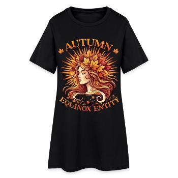 Mabon-Rad des Jahres Heidnische Herbst-Tagundnachtgleiche - Frauen T-Shirt-Kleid - Schwarz - Vorne