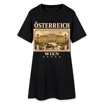 Wien Eleganz im Vintage Format - Frauen T-Shirt-Kleid - Schwarz - Vorne