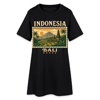 Magie tropicale de Bali dans un style rétro - Robe T-shirt Femme - noir - Devant