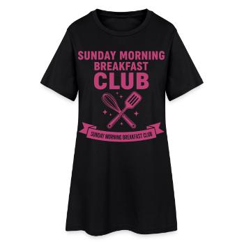 Frühstück Sonntagmorgen Frühstücksclub-Brunch - Frauen T-Shirt-Kleid - Schwarz - Vorne
