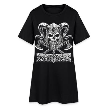 Wikingerschädel mit Runen - Frauen T-Shirt-Kleid - Schwarz - Vorne