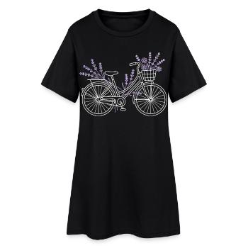 Fleurs de vélo lavande vintage - Robe T-shirt Femme - noir - Devant