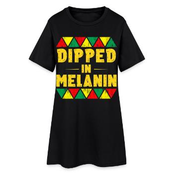 Getaucht in Melanin Stolze Schwarze Königin Exzellenz - Frauen T-Shirt-Kleid - Schwarz - Vorne